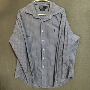 Ralph Lauren Polo Men's Stanton Classic Fit Shirt Blue Plaid Long Sleeve Size XL